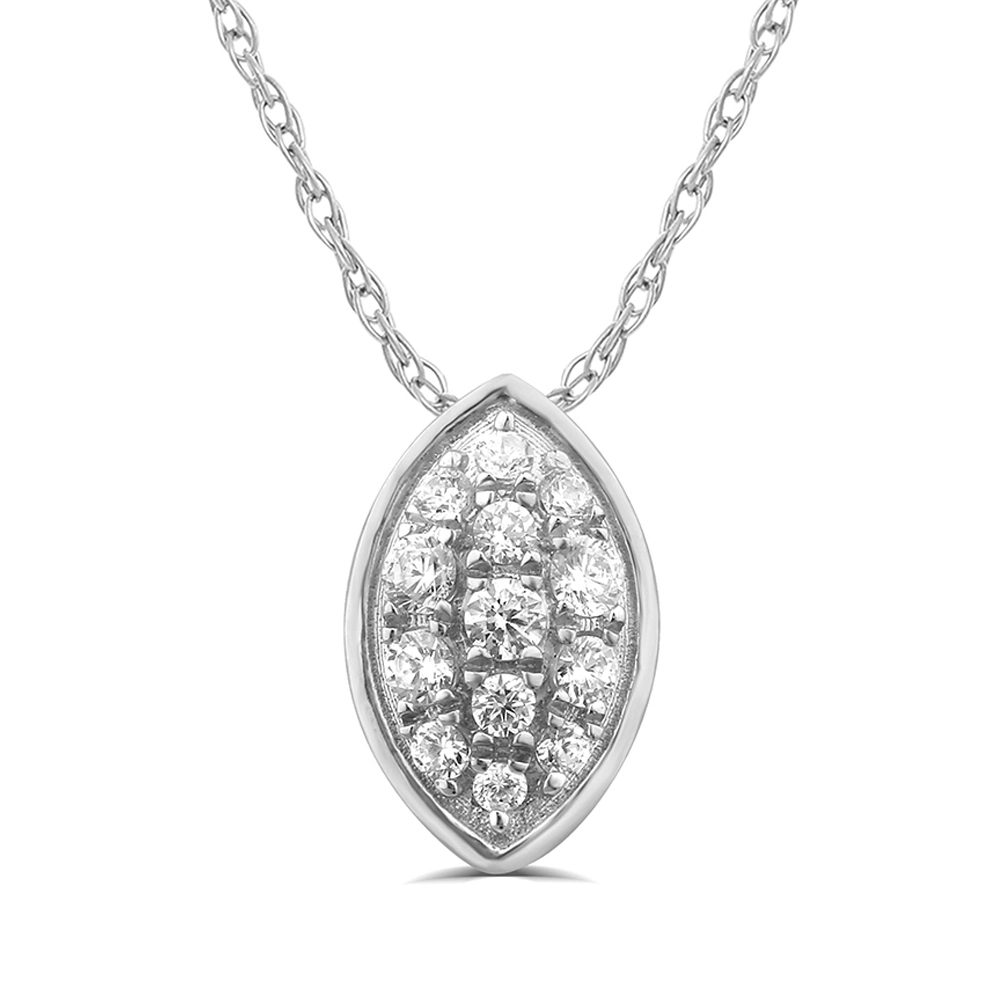Lab Created Marquise Shaped Floating Diamond Necklace (1/6 ct. tw.) | Mona