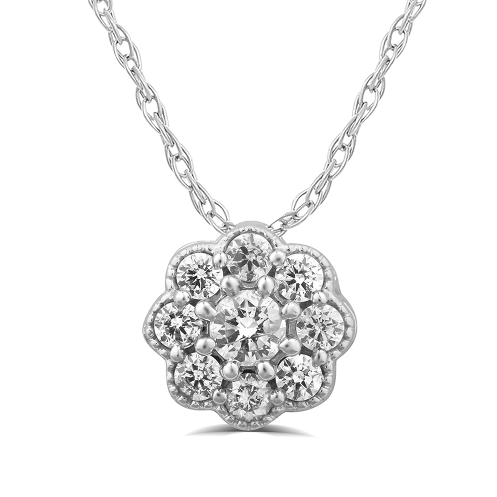 Lab Created Floral Floating Diamond Necklace (1 ct. tw.) | Tali