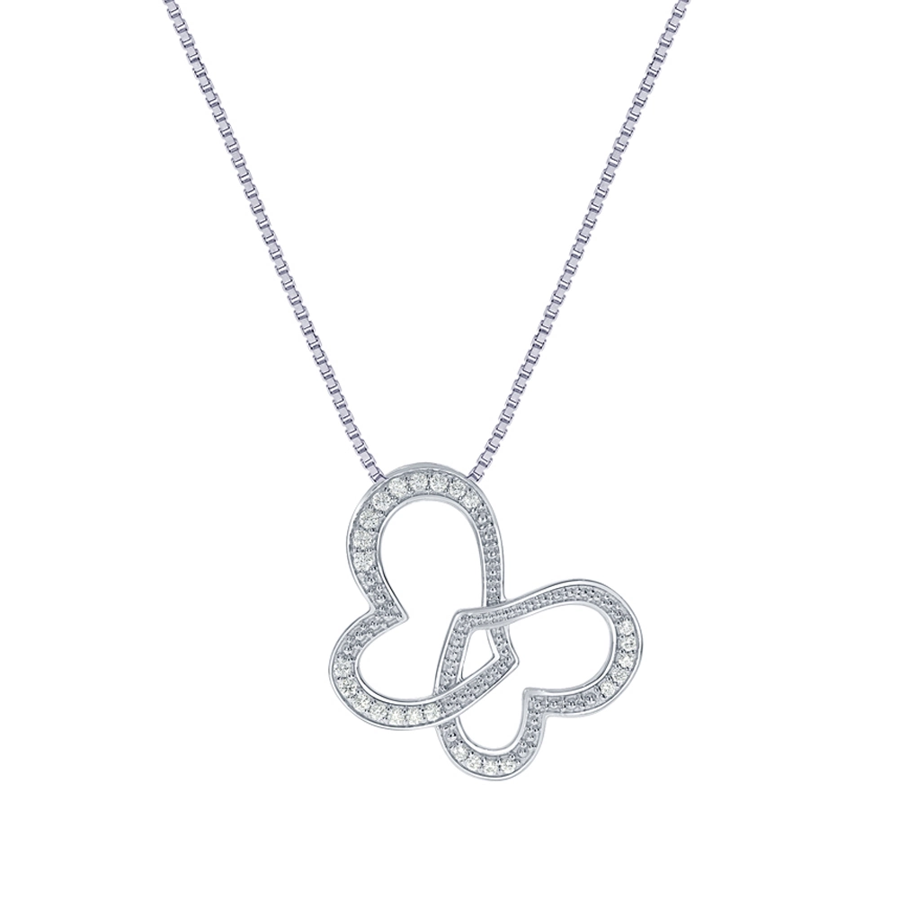 Lab Grown Double Heart Butterfly Necklace (1/4 ct. tw.)
