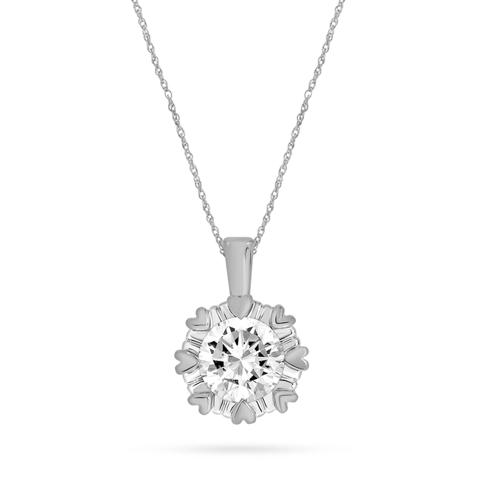 Lab Created Diamond Solitaire Necklace with Heart Prongs (1/4 - 1 ct. tw.)
