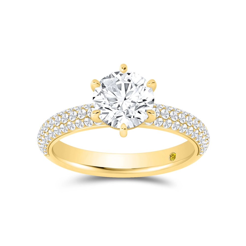 Lab Created Pave Set Diamond Engagement Ring | Bela