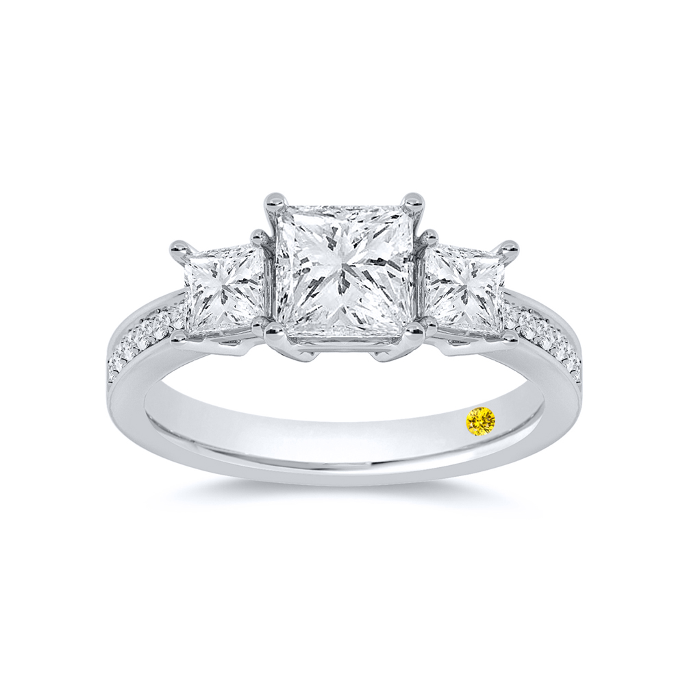 Lab Created Princess Cut Three Stone Diamond Engagement Ring | Abby
