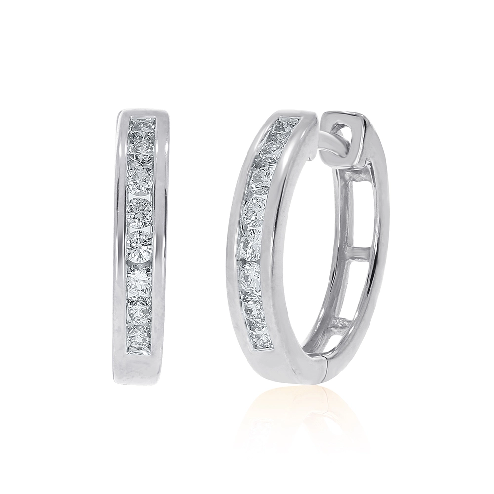 Lab Grown Diamond Channel Set Hoop Huggie Earrings (1/4 – 1/2 ct. tw.) | Iris
