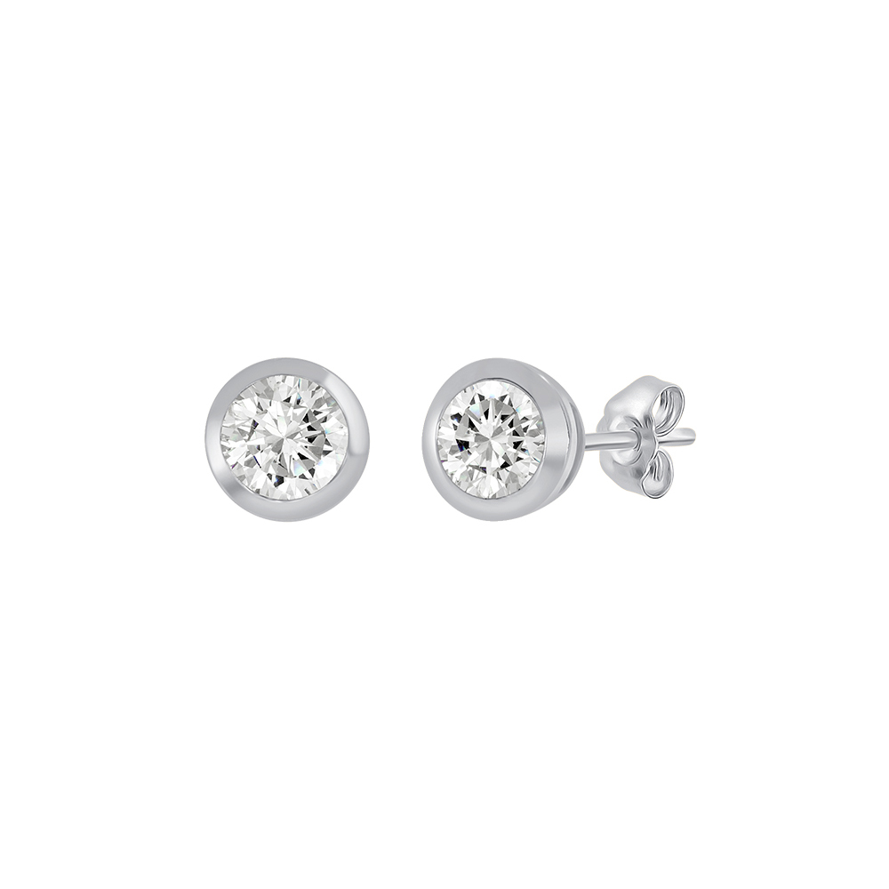 Certified Lab Grown Diamond Stud Bezel Set Earrings (1/4 – 3 ct. tw.) | Layla