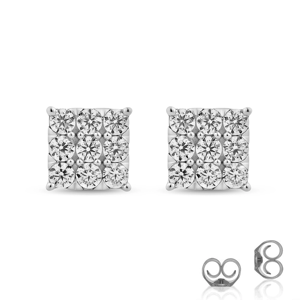 Lab Created Square Shaped Diamond Stud Earrings (1/2 ñ 2 ct. tw.) | Aamu