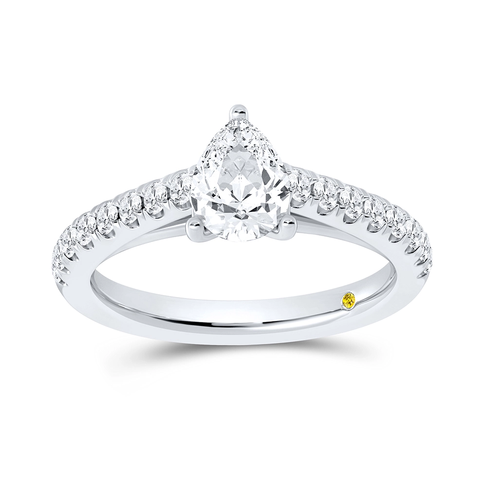 Lab Grown Pave Set Cathedral Shank Diamond Engagement Ring | Ember