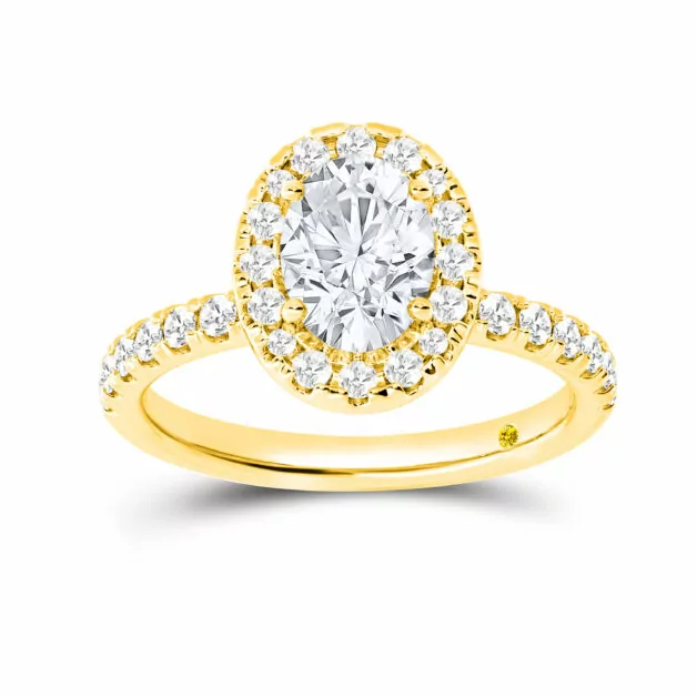 Oval Shaped Pavé Set Lab Created Diamond Engagement Ring | Luci