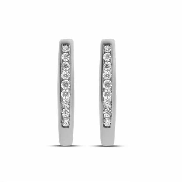 Lab Made J-Hoop Diamond Huggie Earrings (1/4 ct. tw.) | Agnek
