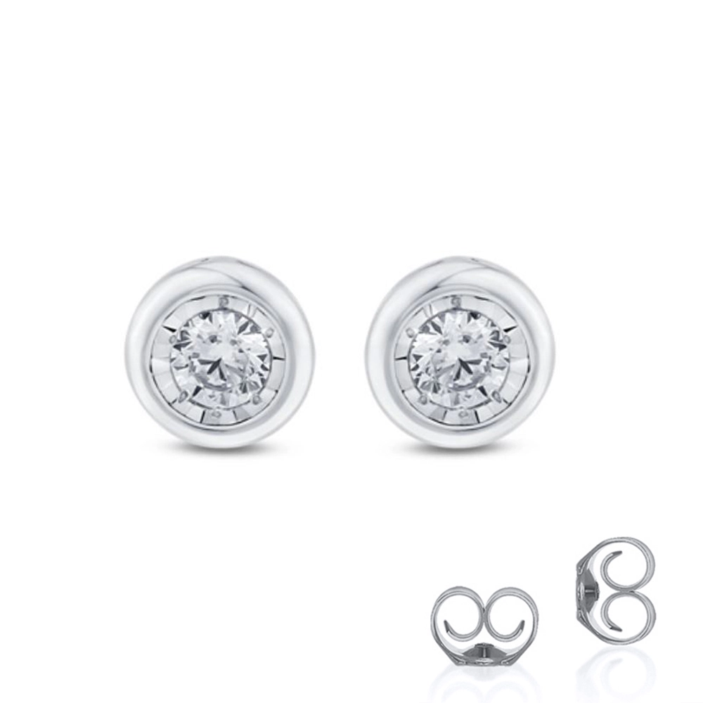 Lab Created Bezel Set Diamond Stud Earring (1/10  1/4 ct. tw.) | Winnie