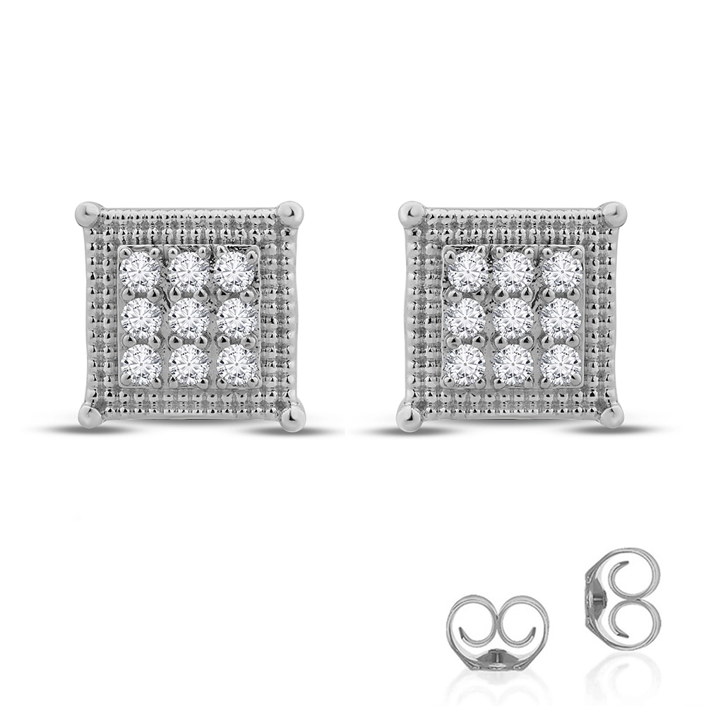 Lab Created Square Shaped Diamond Stud Earrings (1/4 ct. tw.) | Zula